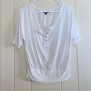 Puffy, Low V-Neck Shirt with Buttons